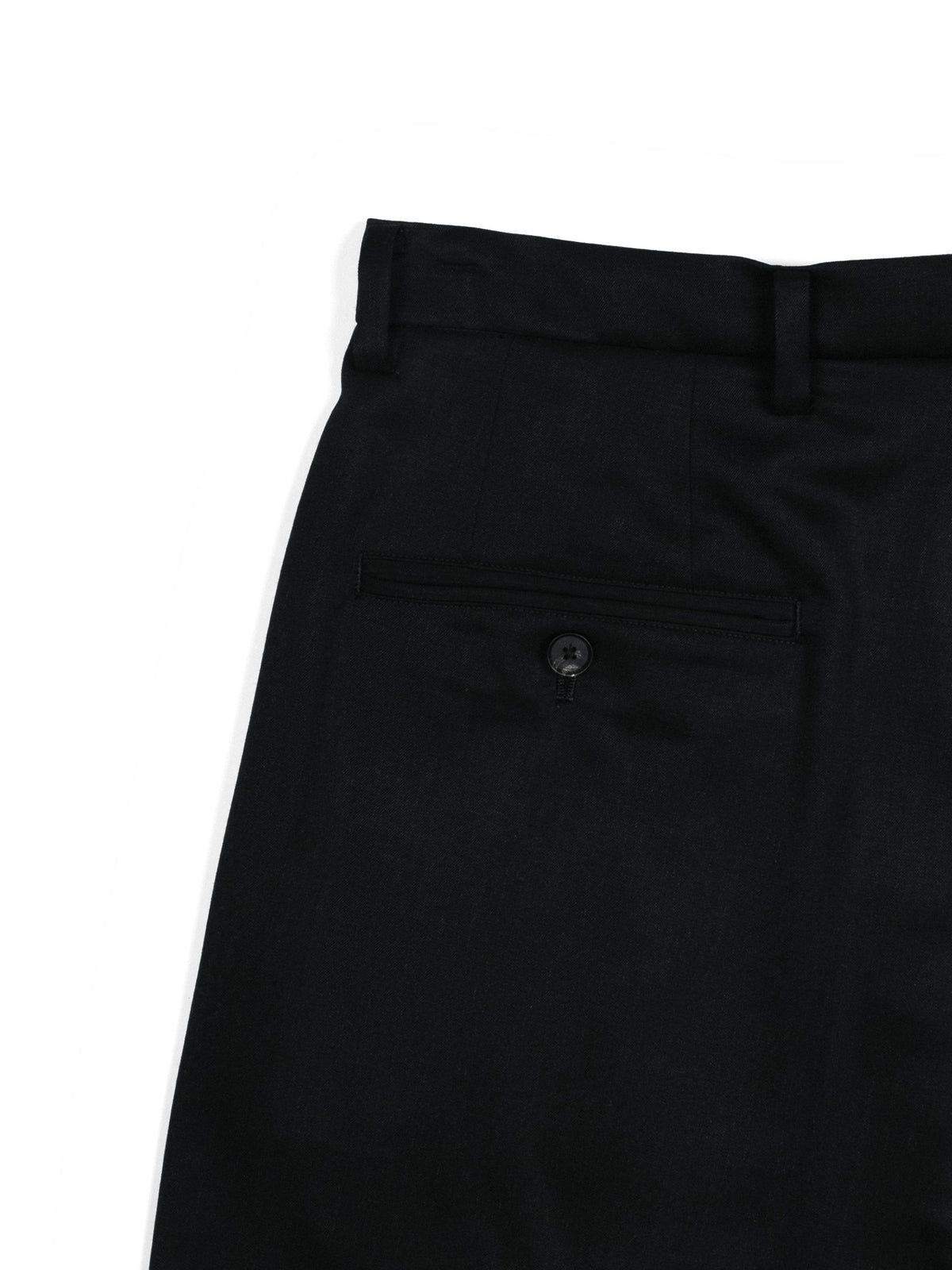 Super130's WORSTED WOOL GABARDINE 2-TUCK PANTS｜TOP BLACK