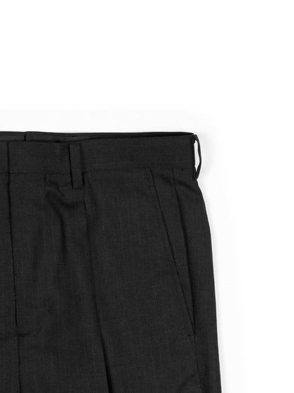 Super130's WORSTED WOOL STRIPE SLACKS｜CHARCOAL STRIPE