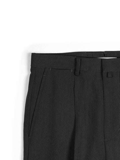 Super130's WORSTED WOOL GABARDINE SLACKS｜AGED GRAY
