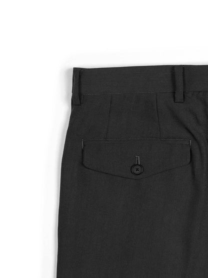 Super130's WORSTED WOOL GABARDINE SLACKS｜AGED GRAY