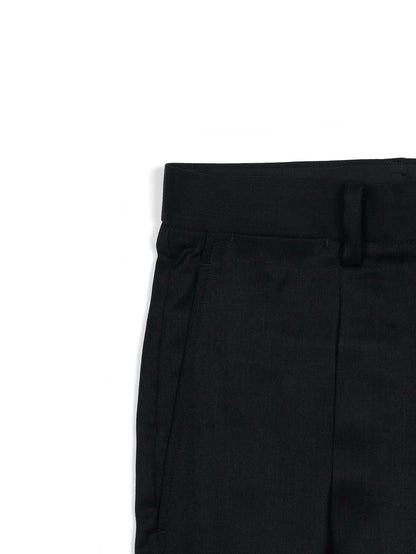 Super130's WORSTED WOOL GABARDINE SLACKS｜TOP BLACK
