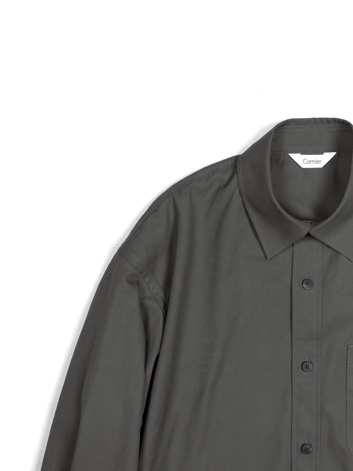 FINX COTTON VOILE LIGHT CHINO OVER SHIRTS｜GRAY