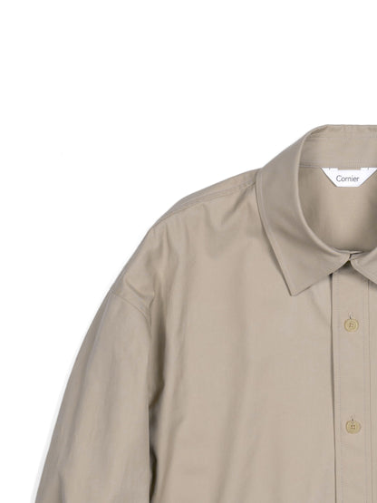FINX COTTON VOILE LIGHT CHINO OVER SHIRTS｜ASH BEIGE