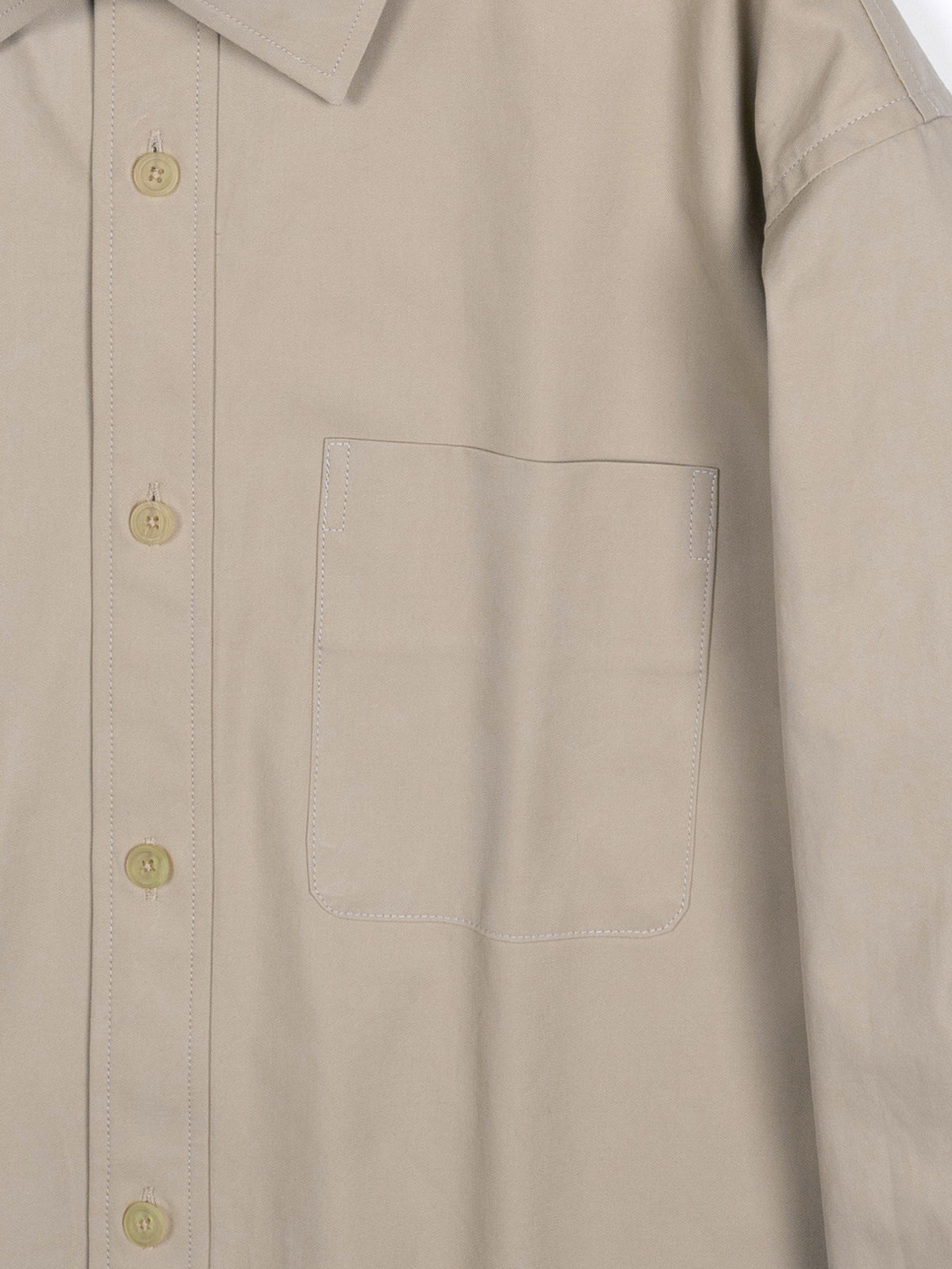 FINX COTTON VOILE LIGHT CHINO OVER SHIRTS｜ASH BEIGE