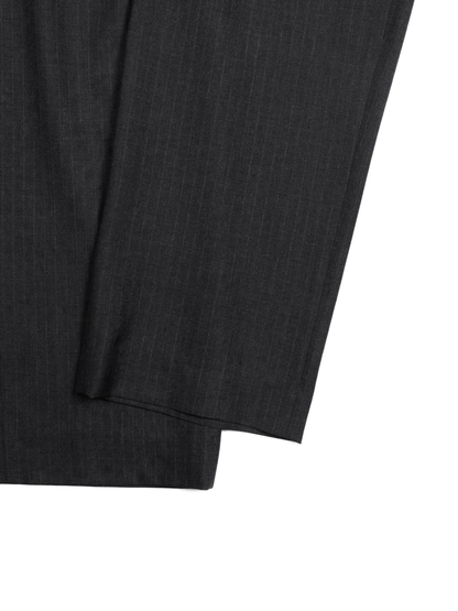 Super130's WORSTED WOOL STRIPE 2-TUCK PANTS｜CHARCOAL STRIPE
