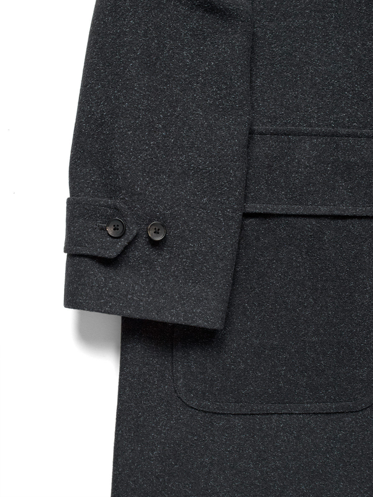 Super140's WOOL/SILK PILE MOSSER BALMACAAN COAT｜CHARCOAL