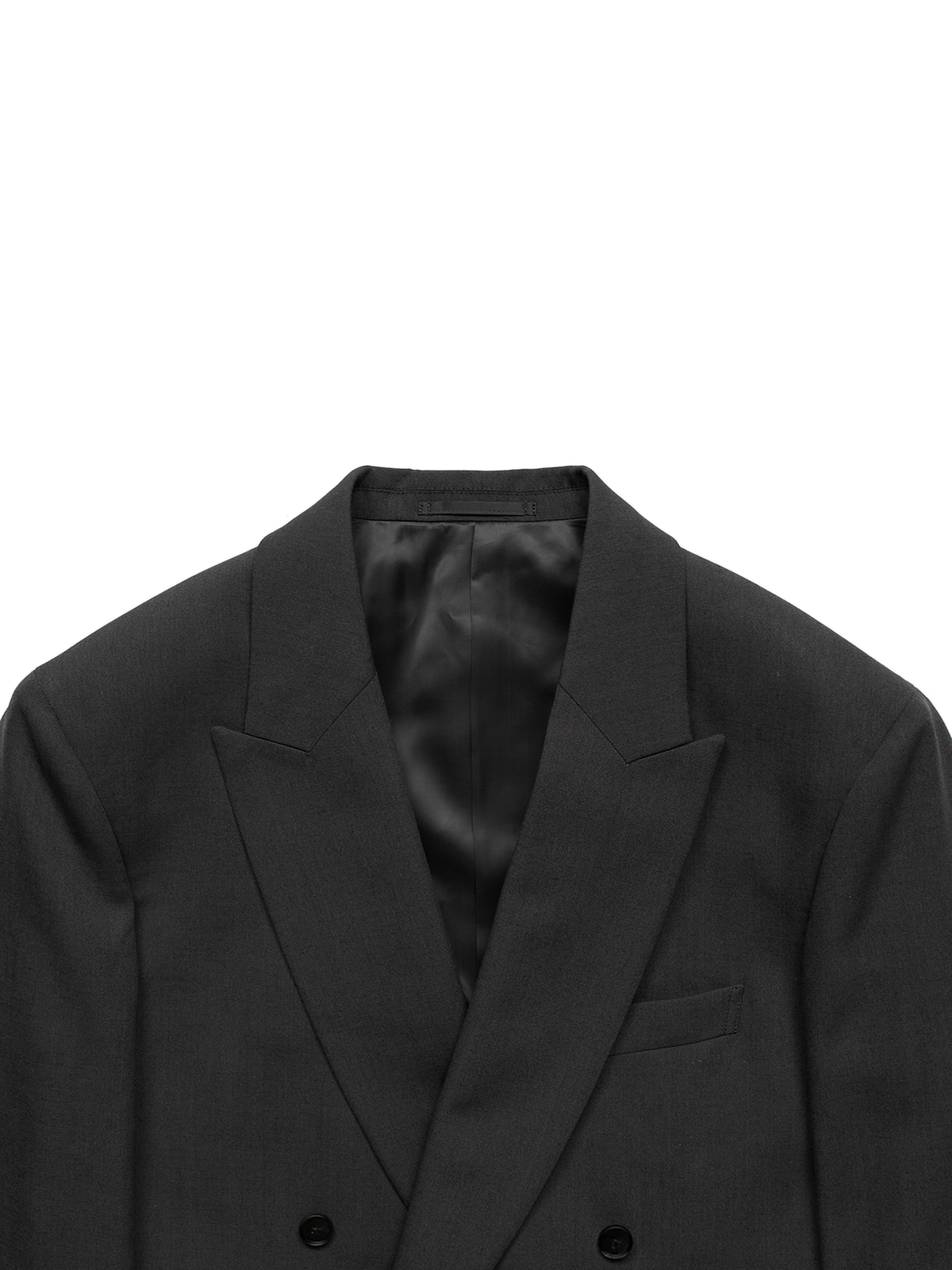 Super130's WORSTED WOOL GABARDINE DOUBLE BREASTED JACKET｜AGED GRAY
