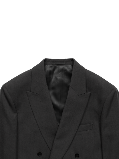 Super130's WORSTED WOOL GABARDINE DOUBLE BREASTED JACKET｜AGED GRAY