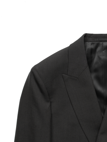 Super130's WORSTED WOOL GABARDINE DOUBLE BREASTED JACKET｜AGED GRAY