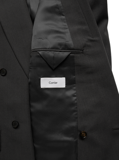 Super130's WORSTED WOOL GABARDINE DOUBLE BREASTED JACKET｜AGED GRAY