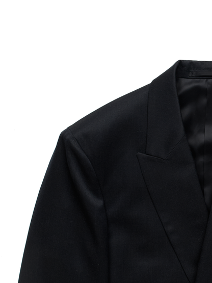 Super130's WORSTED WOOL GABARDINE DOUBLE BREASTED JACKET｜TOP D.NAVY