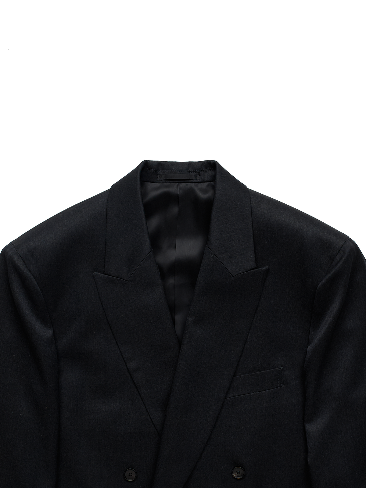 Super130's WORSTED WOOL GABARDINE DOUBLE BREASTED JACKET｜TOP D.NAVY