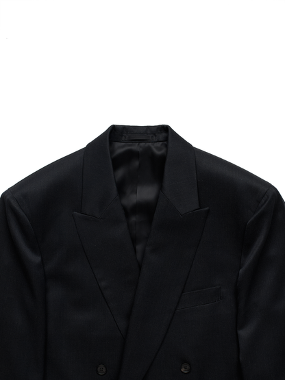 Super130's WORSTED WOOL GABARDINE DOUBLE BREASTED JACKET｜TOP D.NAVY