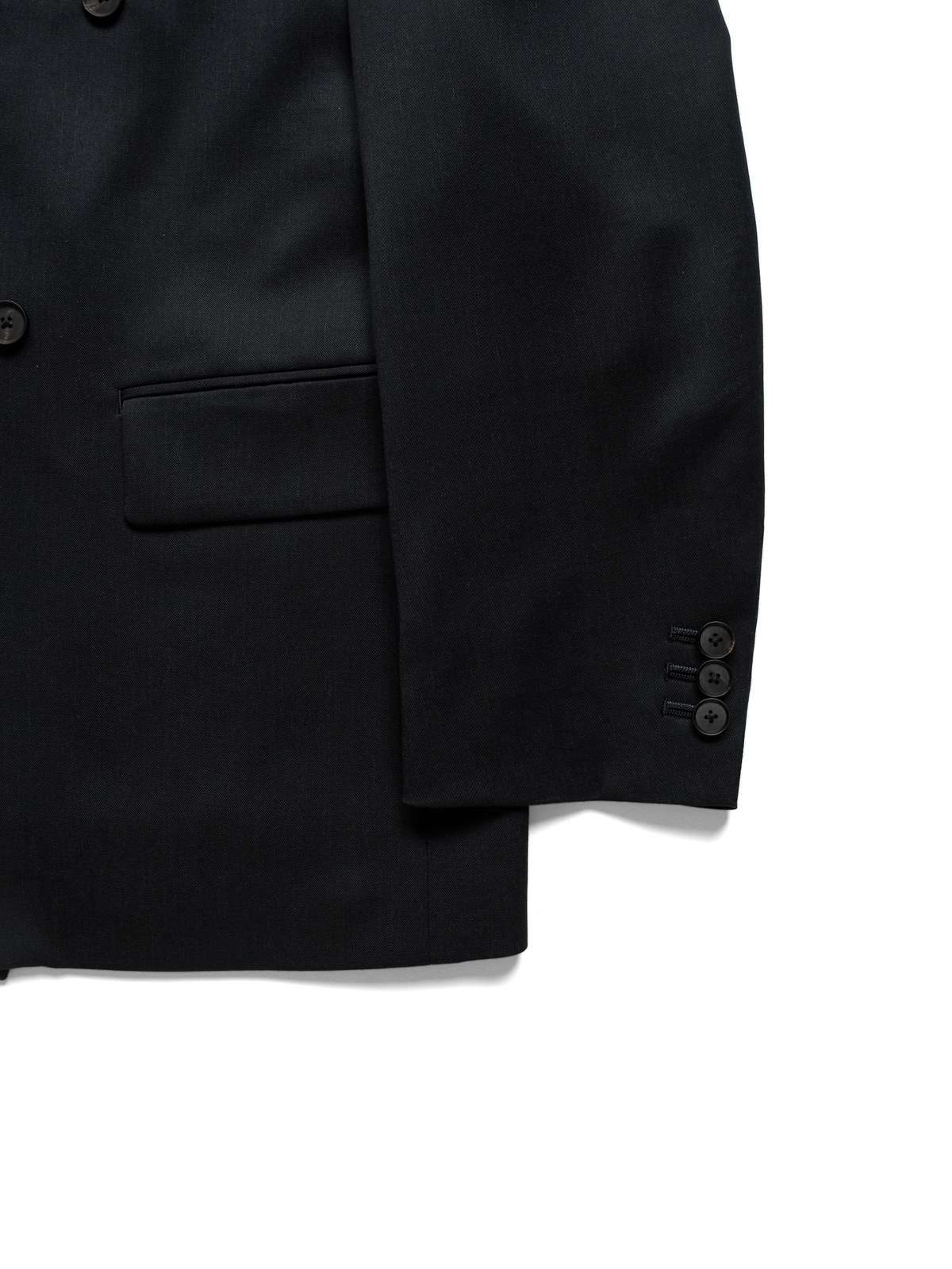 Super130's WORSTED WOOL GABARDINE DOUBLE BREASTED JACKET｜TOP D.NAVY