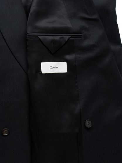 Super130's WORSTED WOOL GABARDINE DOUBLE BREASTED JACKET｜TOP D.NAVY