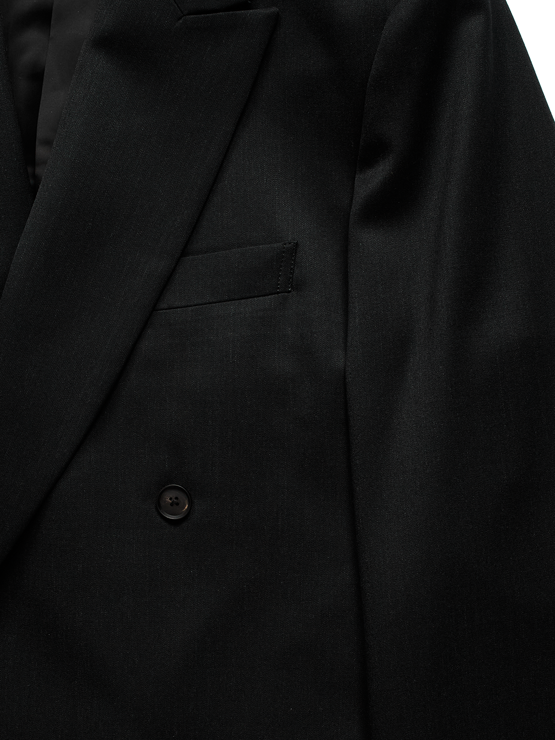 Super130's WORSTED WOOL GABARDINE DOUBLE BREASTED JACKET｜TOP BLACK