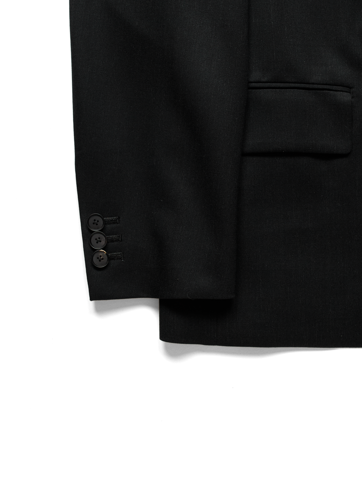 Super130's WORSTED WOOL GABARDINE DOUBLE BREASTED JACKET｜TOP BLACK