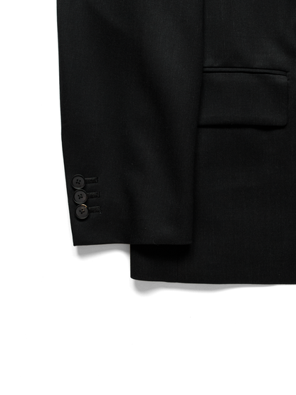 Super130's WORSTED WOOL GABARDINE DOUBLE BREASTED JACKET｜TOP BLACK