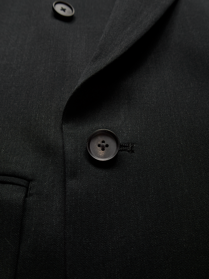 Super130's WORSTED WOOL GABARDINE DOUBLE BREASTED JACKET｜TOP BLACK