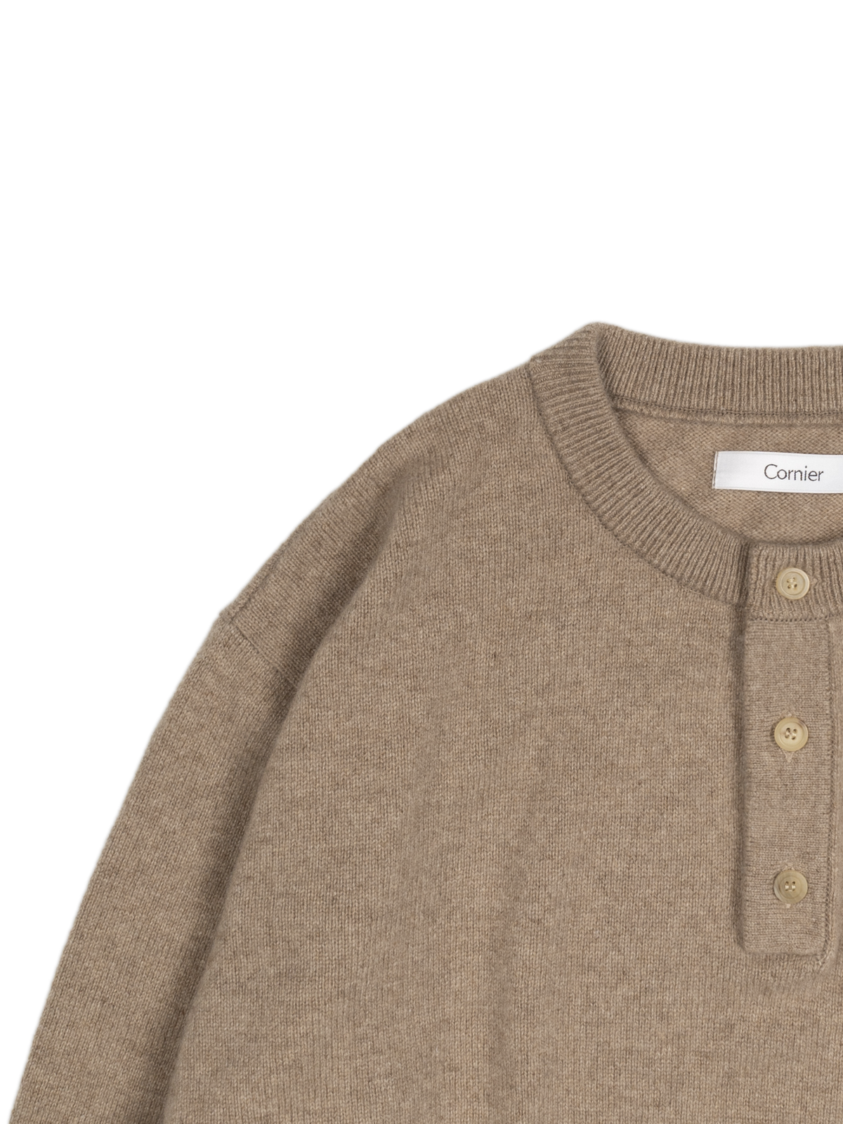 ALASHAN CASHMERE HENLEY NECK SWEATER｜TOP BEIGE