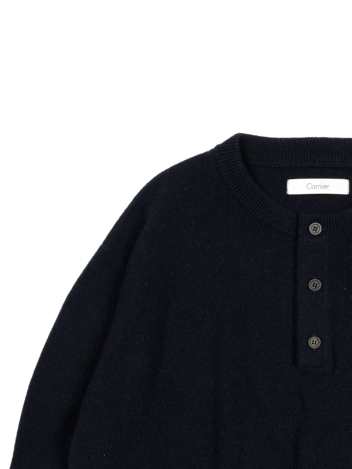ALASHAN CASHMERE HENLEY NECK SWEATER｜NAVY