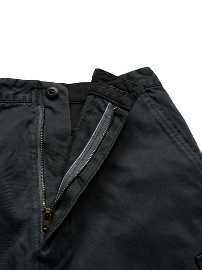 GARMENT DYED FINX/ZIMBABWE COTTON TWILL M-47 CARGO PANTS｜BLACK