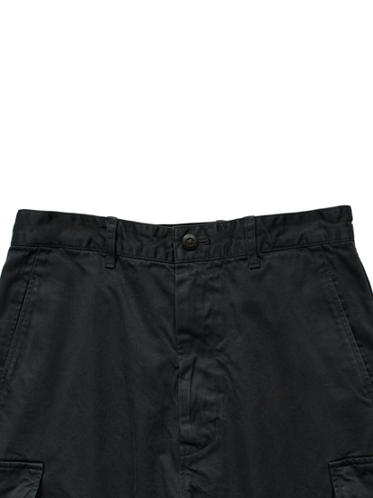 GARMENT DYED FINX/ZIMBABWE COTTON TWILL M-47 CARGO PANTS｜BLACK