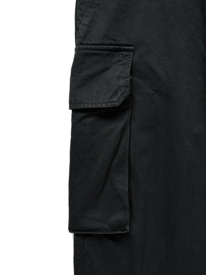 GARMENT DYED FINX/ZIMBABWE COTTON TWILL M-47 CARGO PANTS｜BLACK