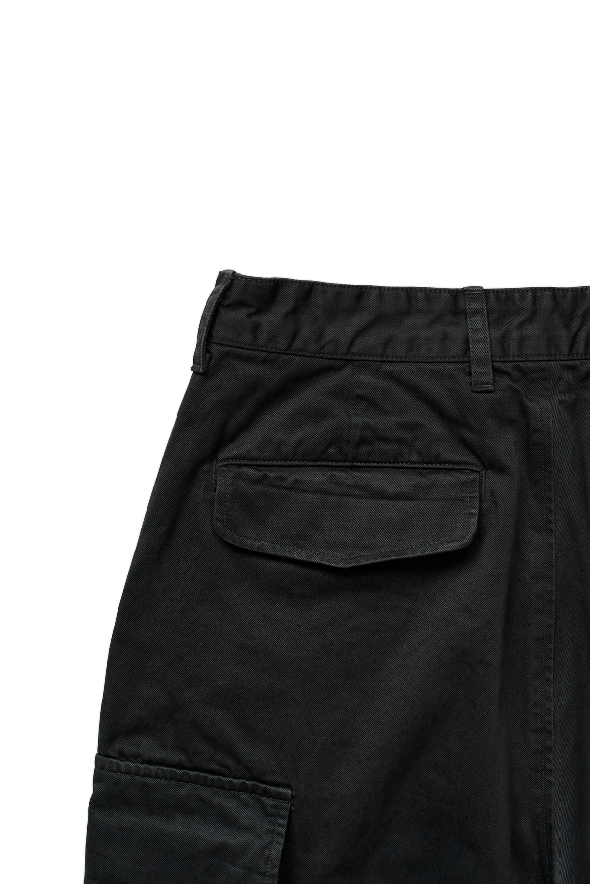 GARMENT DYED FINX/ZIMBABWE COTTON TWILL M-47 CARGO PANTS｜BLACK