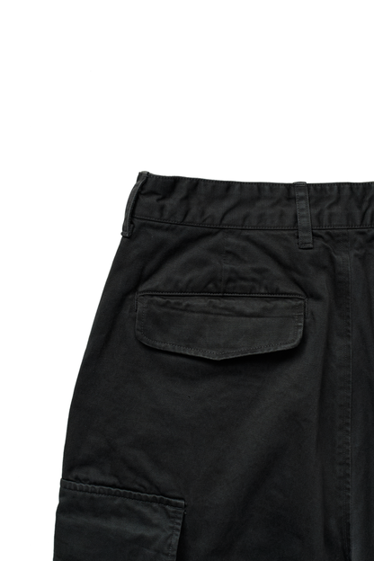 GARMENT DYED FINX/ZIMBABWE COTTON TWILL M-47 CARGO PANTS｜BLACK