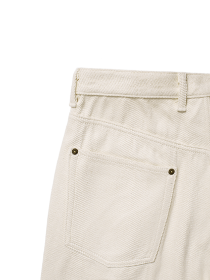 SILK NEP DENIM PANTS｜WHITE