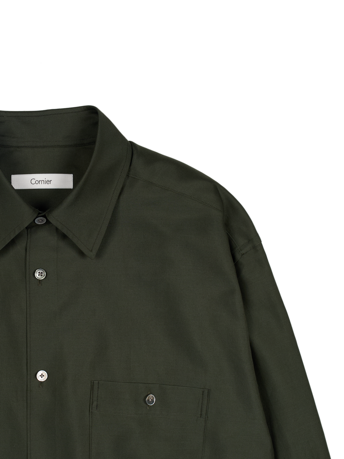 BRAZIL SILK/COTTON REGULAR COLLAR  SHIRTS｜KHAKI
