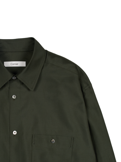 BRAZIL SILK/COTTON REGULAR COLLAR  SHIRTS｜KHAKI