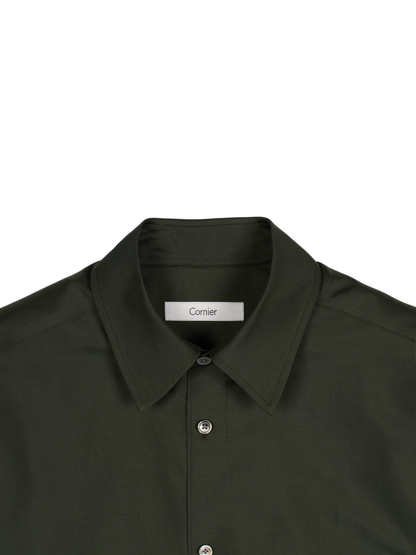 BRAZIL SILK/COTTON REGULAR COLLAR  SHIRTS｜KHAKI