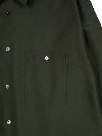BRAZIL SILK/COTTON REGULAR COLLAR  SHIRTS｜KHAKI