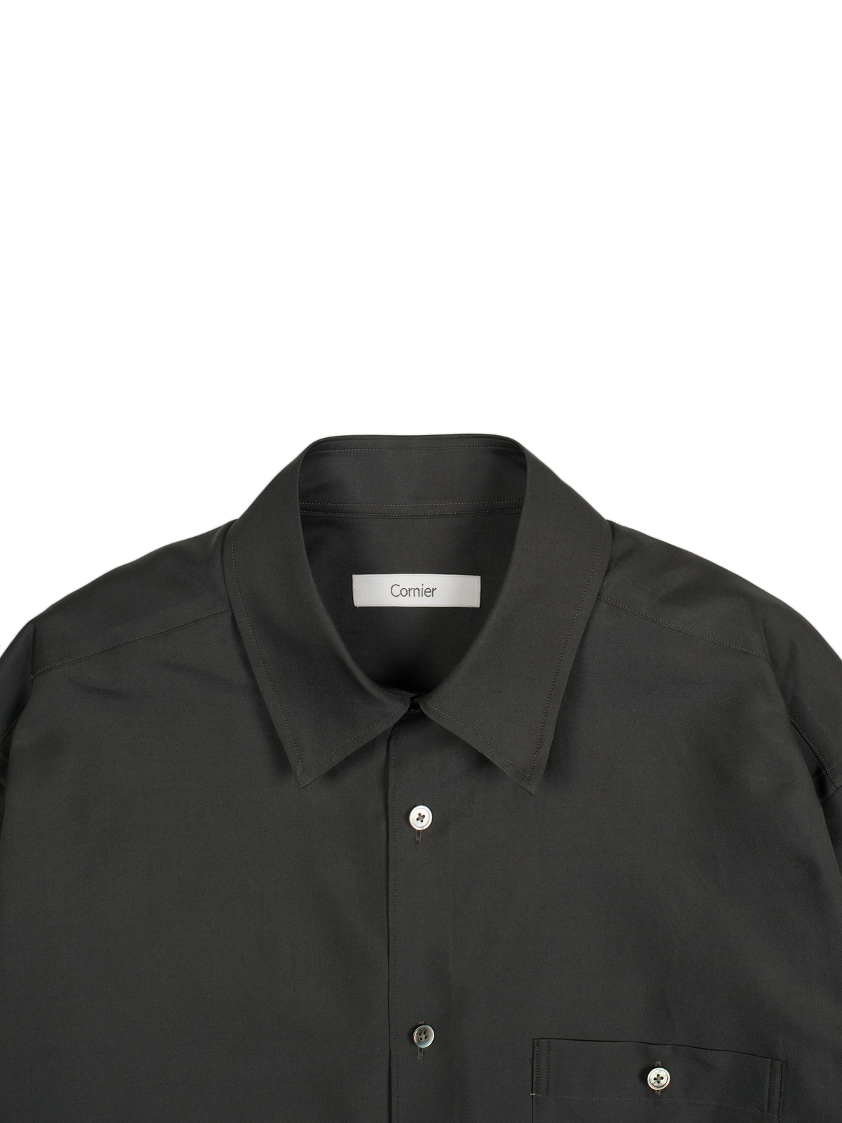 BRAZIL SILK/COTTON REGULAR COLLAR  SHIRTS｜BROWN CHARCOAL