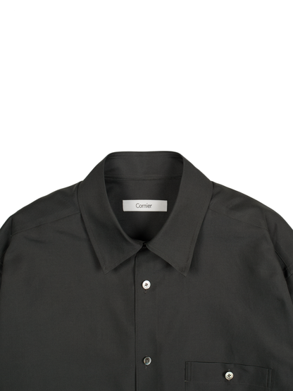 BRAZIL SILK/COTTON REGULAR COLLAR  SHIRTS｜BROWN CHARCOAL