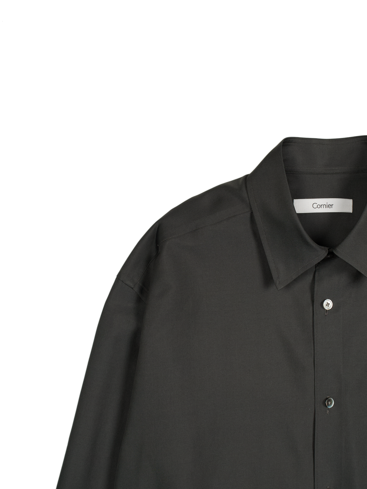 BRAZIL SILK/COTTON REGULAR COLLAR  SHIRTS｜BROWN CHARCOAL