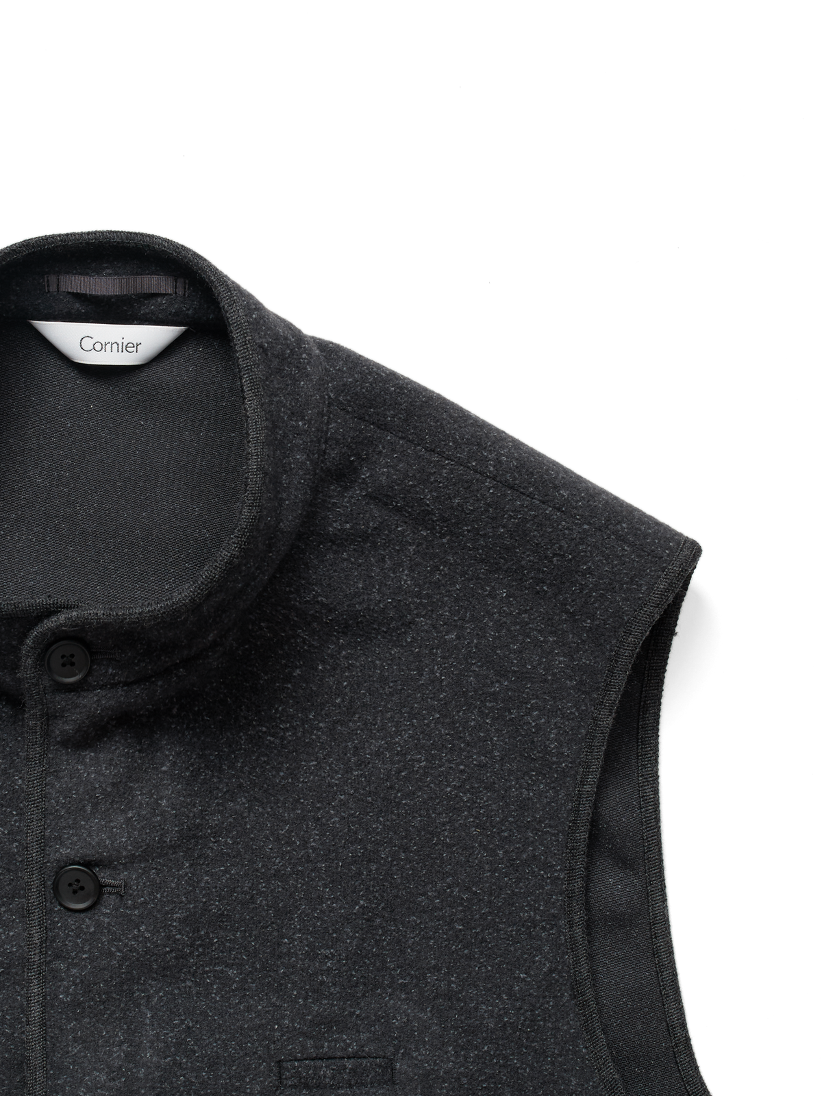 Super140's WOOL/SILK PILE MOSSER VEST｜CHARCOAL
