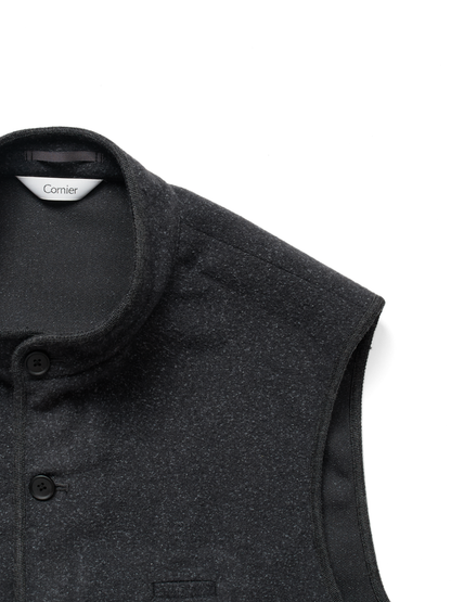 Super140's WOOL/SILK PILE MOSSER VEST｜CHARCOAL