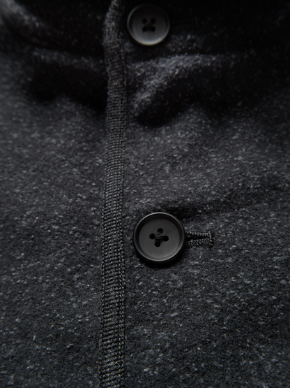 Super140's WOOL/SILK PILE MOSSER VEST｜CHARCOAL