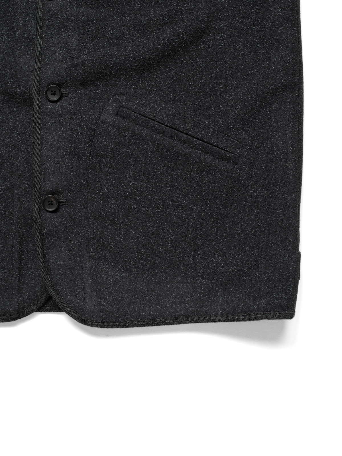 Super140's WOOL/SILK PILE MOSSER VEST｜CHARCOAL