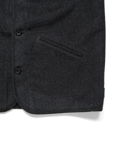 Super140's WOOL/SILK PILE MOSSER VEST｜CHARCOAL