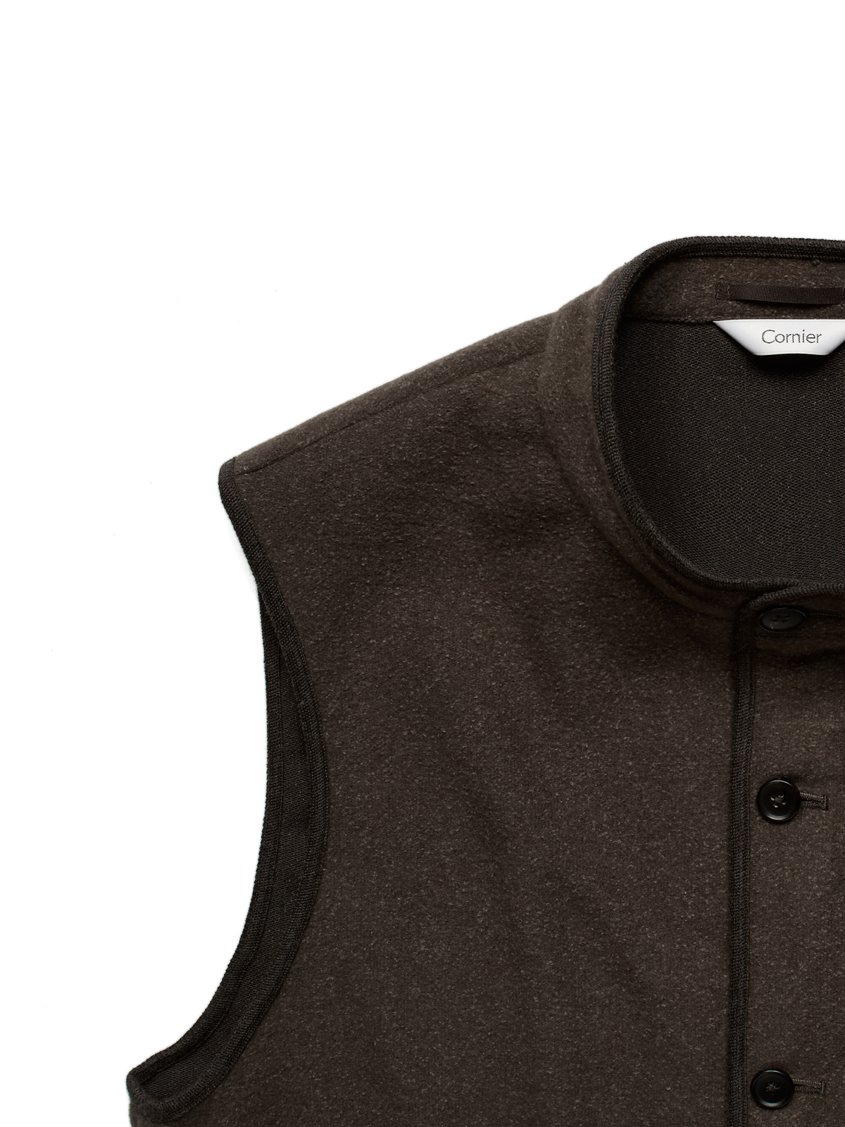 Super140's WOOL/SILK PILE MOSSER VEST｜BROWN