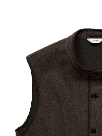 Super140's WOOL/SILK PILE MOSSER VEST｜BROWN