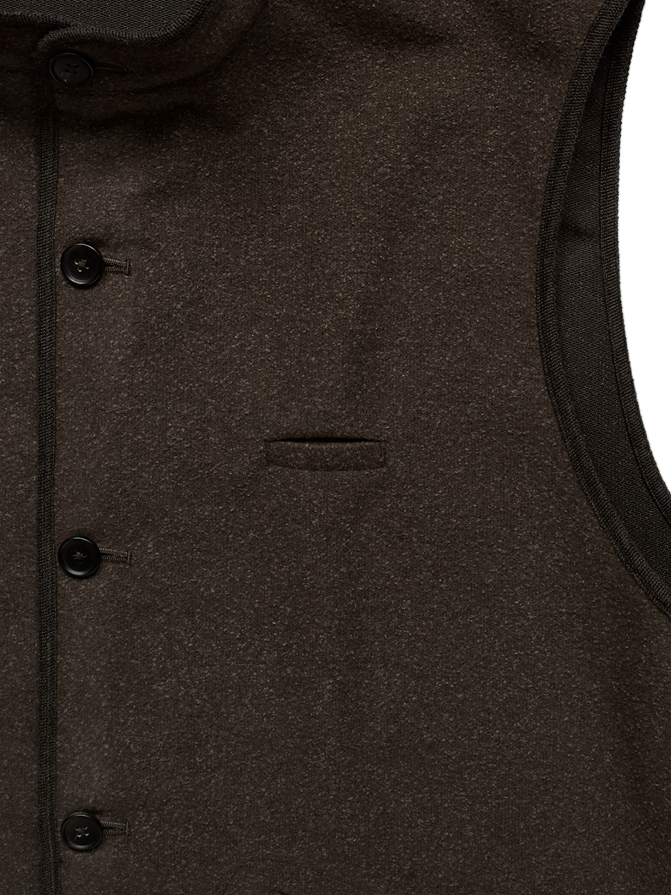 Super140's WOOL/SILK PILE MOSSER VEST｜BROWN