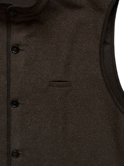 Super140's WOOL/SILK PILE MOSSER VEST｜BROWN