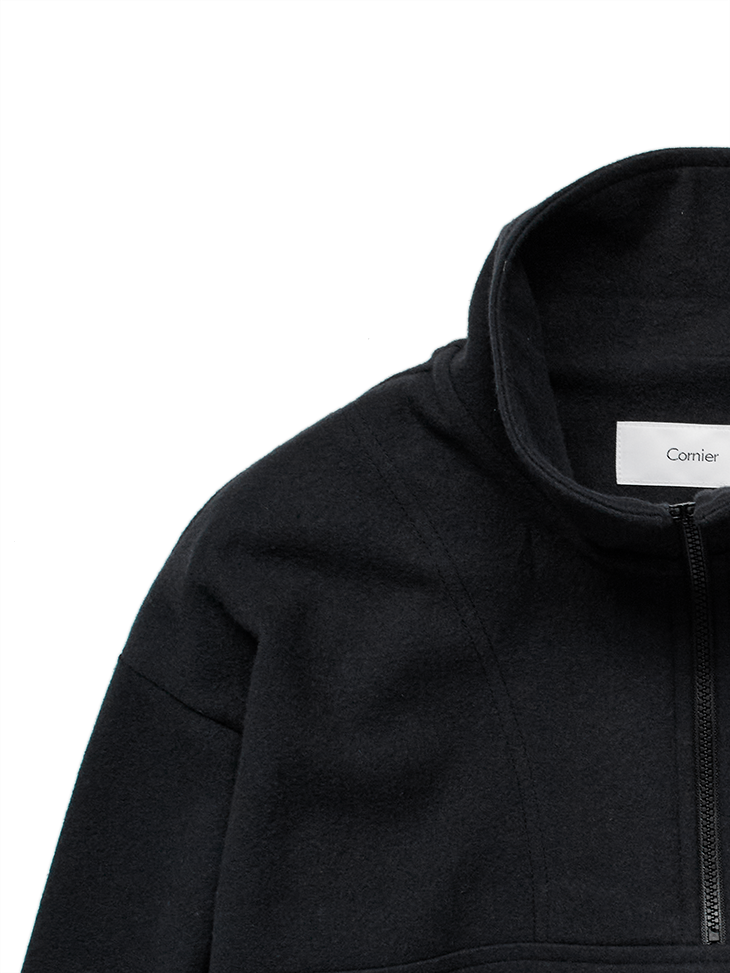Super180’s WOOL FLEECE PULLOVER for WOMEN｜INK BLACK