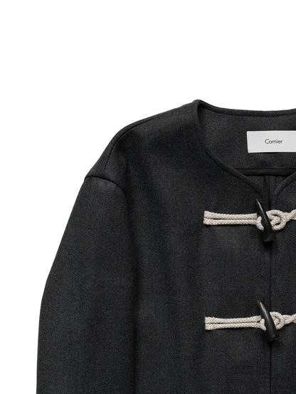Super160’s WORSTED WOOL MELTON TOGGLE JACKET for WOMEN｜TOP CHARCOAL