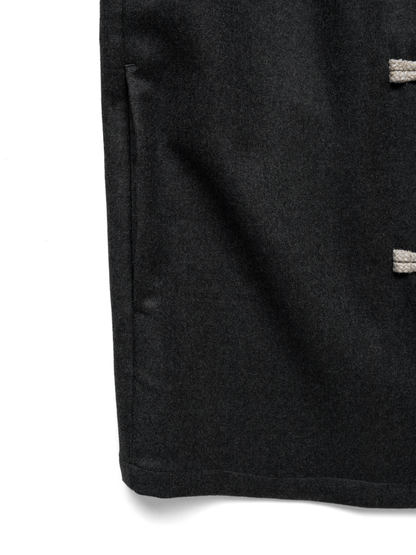 Super160’s WORSTED WOOL MELTON TOGGLE JACKET for WOMEN｜TOP CHARCOAL